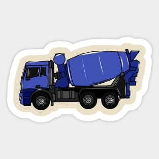 Concrete mixing transport truck cartoon Sticker